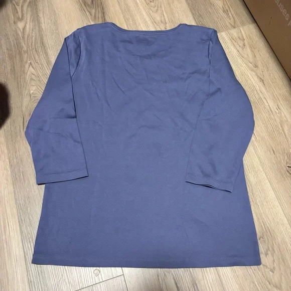 L.L.Bean Blue 3/4 Sleeve Top Medium - Picture 4 of 4